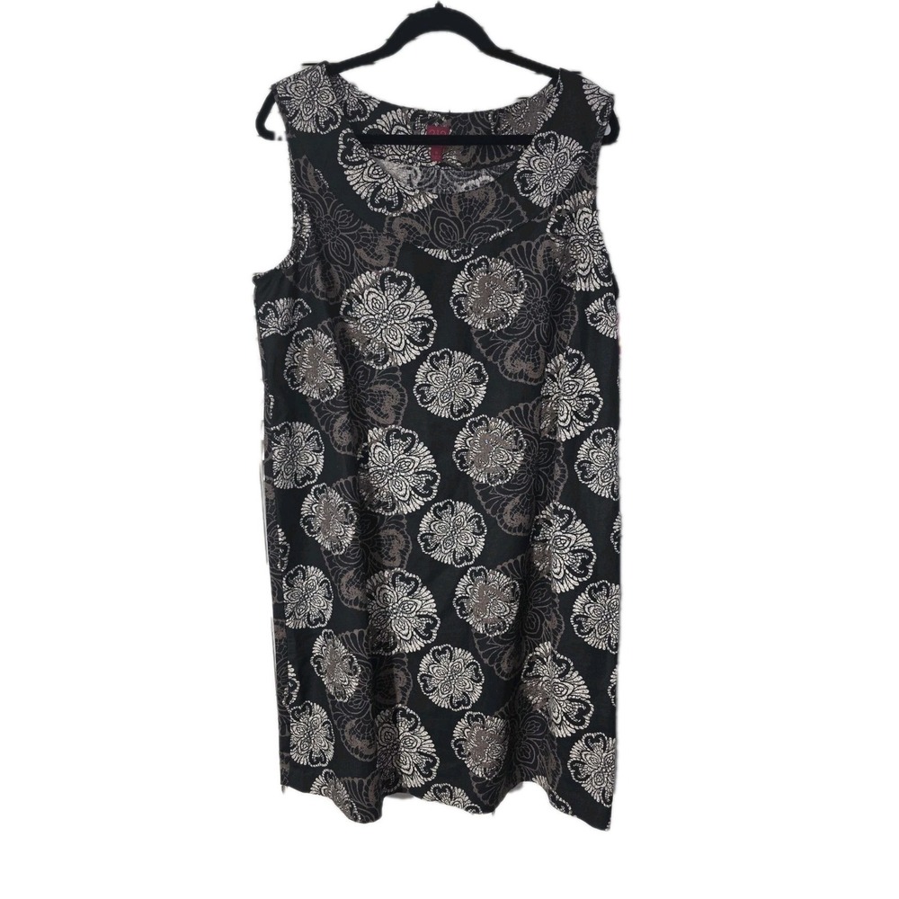 212 Collection Black Floral Shift Dress Linen‎ Cotton  Blend Sz 18 NWT Boho Chic
